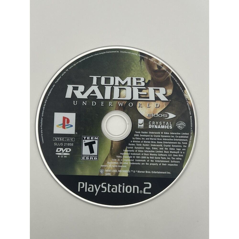 Tomb Raider Underworld Sony Playstation 2 Game 2009 PS2 Disc Only Lara Croft Fun